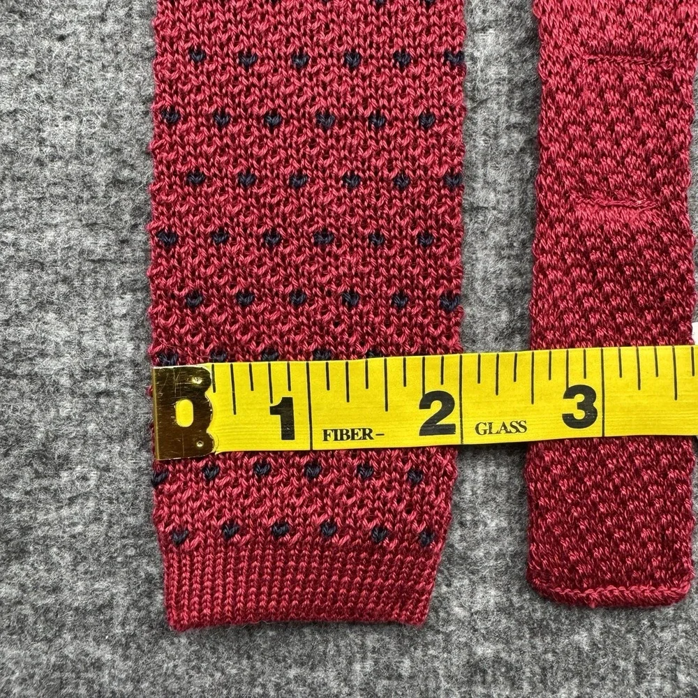 Tie Necktie Knit Square End Cotton Red Blue Dot Sock Tie 2